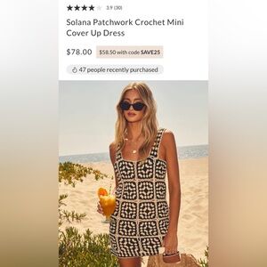 Vici Black and Cream Crochet Mini Dress